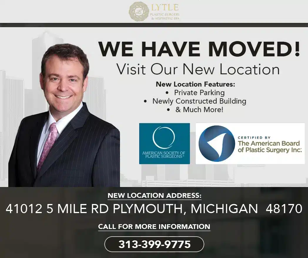 Graphic of Dr. Lytle announcing Lytle Plastic Surgery moving locations